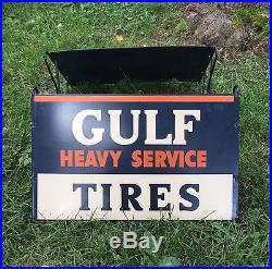 RARE Vintage Original GULF Heavy Service Truck TIRES Display Rack Holder Sign