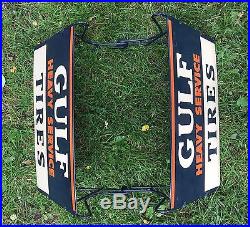 RARE Vintage Original GULF Heavy Service Truck TIRES Display Rack Holder Sign