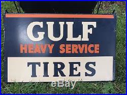 RARE Vintage Original GULF Heavy Service Truck TIRES Display Rack Holder Sign