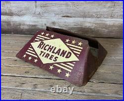 RARE Vintage Original RICHLAND TIRES DS Metal Display Stand Sign Gas & Oil