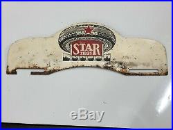 RARE Vintage STAR TIRES License Plate Topper Gas Oil Sign Car Truck Advertising