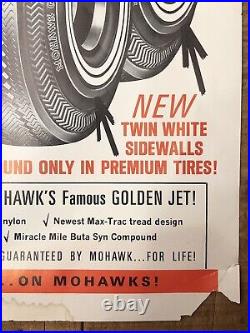 RARE Vintage Service Station Dealer MOHAWK Tires Advertising Poster Sign 19x14
