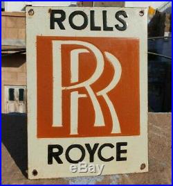 Rare 1930's Old Vintage Rolls Royce Ad Porcelain Enamel Sign Board Collectible