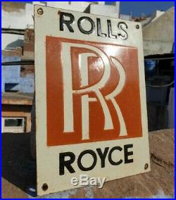 Rare 1930's Old Vintage Rolls Royce Ad Porcelain Enamel Sign Board Collectible