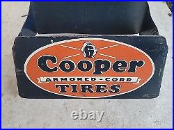 Rare 1930s Cooper Tire Display / Rack Armored Cord Sign Vintage Original