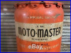 Rare Antique Vtg Ca. 1930s MotoMaster 5 Gallon Oil Can Bucket Canadian Tire Sign