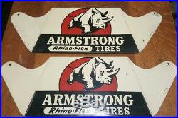 Rare Armstrong Rhino Flex Vintage 40's Tire Stand Sign Advertising Display Sign