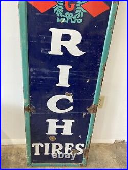 Rare Large Vintage 1930s Goodrich Tires Gas Station Vertical Porcelain Sign