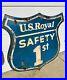 Rare-Large-Vintage-U-S-Royal-Tires-Safety-1st-Heavy-Metal-Embossed-Sign-A-M-58-01-xqw
