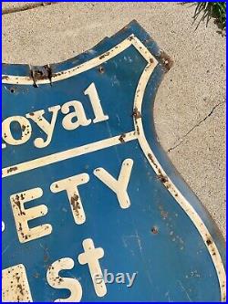 Rare Large Vintage U. S. Royal Tires Safety 1st Heavy Metal Embossed Sign A. M. 58