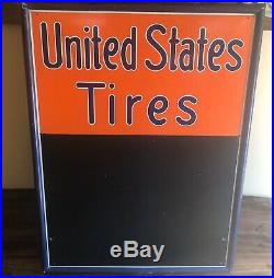 Rare Large Vintage c. 1940 United States Tires Gas Station 30 Metal Sign