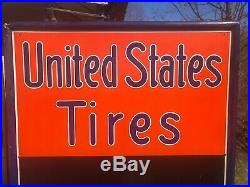 Rare Large Vintage c. 1940 United States Tires Gas Station 30 Metal Sign