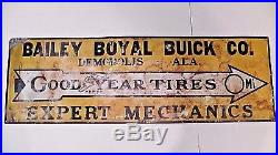 Rare Vintage 1920's Buick Car Dealership Goodyear Tires Gas Oil 36 Metal Sign