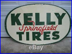 Rare Vintage 1948 KELLY SPRINGFIELD TIRES 48x28 Tin Sign Coshocton OH
