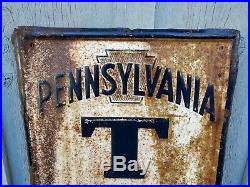 Rare Vintage 1950's Pennsylvania Tires Gas Station 48 Embossed Metal Sign