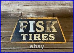 Rare Vintage Early FISK TIRES Metal Display Sign