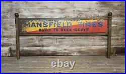 Rare Vintage Early MANSFIELD TIRES DS Metal Painted Display Sign Gas & Oil