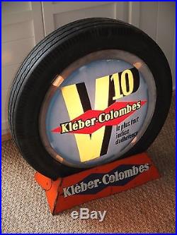 Rare Vintage Kleber Tyre Display Stand. Illuminated Garage Advertising Sign