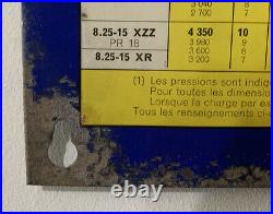 Rare Vintage Michelin Tire Man Sign French Tire Pressure chart ORIGINAL 1971
