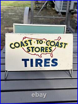 Rare Vintage Original COAST TO COAST STORES TIRES DS Metal Display Stand Sign