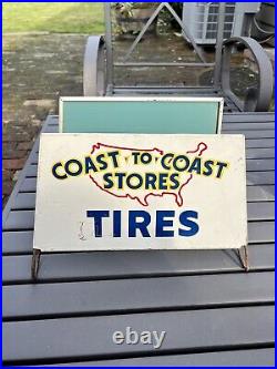 Rare Vintage Original COAST TO COAST STORES TIRES DS Metal Display Stand Sign