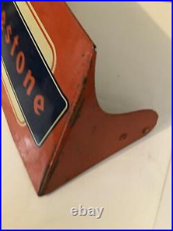 Rare Vintage Original Firestone TIRE Metal Display Stand Sign Gas & Oil