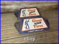 Rare Vintage Original GIANT TIRES Holding Automobile DS Display Stand Sign