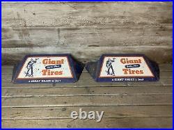 Rare Vintage Original GIANT TIRES Holding Automobile DS Display Stand Sign
