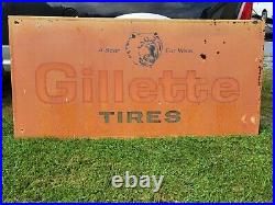 Rare Vintage Original Gillette TIRE Metal Advertising Display Sign Large