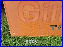 Rare Vintage Original Gillette TIRE Metal Advertising Display Sign Large
