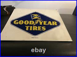 Rare Vintage Original Goodyear TIRE Metal Display Stand Sign Gas & Oil