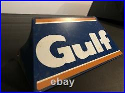 Rare Vintage Original Gulf TIRE Metal Display Stand Sign Gas & Oil
