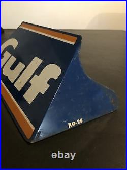 Rare Vintage Original Gulf TIRE Metal Display Stand Sign Gas & Oil