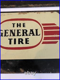 Rare Vintage Original The General TIRE Metal Display Stand Sign Gas & Oil