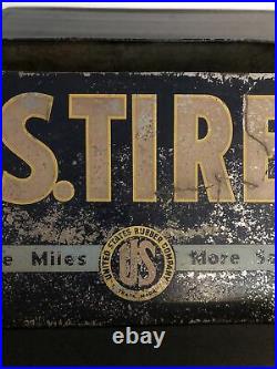 Rare Vintage Original U. S. United States TIRE Metal Display Stand Sign Gas & Oil