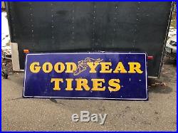 Rare Vintage Porcelain Goodyear Tires Sign Advertising Gas Oil Station 24 by 66