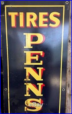 Rare Vintage Vertical Enamel Pennsylvania Tire Sign Oil Gasoline gasoline oil