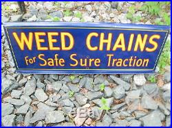Rare Vintage Weed Tire Chains Double Sided Metal Counter-top Display Sign