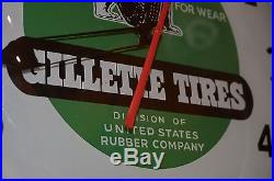 Rare Vintage orig 1950's Gillette Tires Tire Lighted Clock gas advertising sign