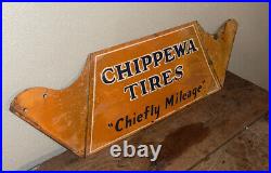 Rare vintage chippewa tires metal sign gas oil wisconsin antique original