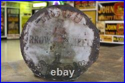 SCARCE 1920s HOOD TIRE STOP ARROW WHEELS 2 SIDED PADDLE METAL SIGN TRAFFIC GUARD