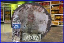 SCARCE 1920s HOOD TIRE STOP ARROW WHEELS 2 SIDED PADDLE METAL SIGN TRAFFIC GUARD