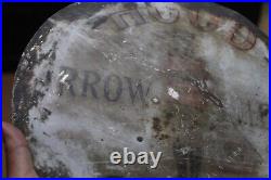 SCARCE 1920s HOOD TIRE STOP ARROW WHEELS 2 SIDED PADDLE METAL SIGN TRAFFIC GUARD