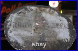 SCARCE 1920s HOOD TIRE STOP ARROW WHEELS 2 SIDED PADDLE METAL SIGN TRAFFIC GUARD