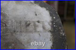 SCARCE 1920s HOOD TIRE STOP ARROW WHEELS 2 SIDED PADDLE METAL SIGN TRAFFIC GUARD