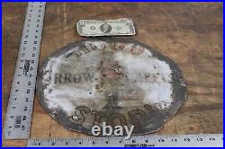 SCARCE 1920s HOOD TIRE STOP ARROW WHEELS 2 SIDED PADDLE METAL SIGN TRAFFIC GUARD