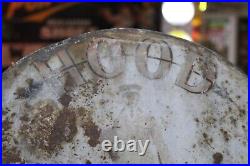 SCARCE 1920s HOOD TIRE STOP ARROW WHEELS 2 SIDED PADDLE METAL SIGN TRAFFIC GUARD