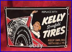 SMOKEN DEAL VINTAGE STYLE KELLY SPRINGFIELD TIRES HEAVY PORCELAIN 16.5x11 INCH