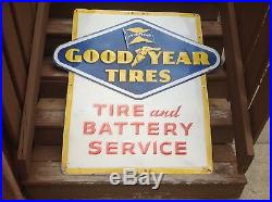 SST Early ORIGINAL Goodyear Tire and BATTERY vintage sign EMBOSSED 42 x 42