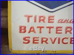 SST Early ORIGINAL Goodyear Tire and BATTERY vintage sign EMBOSSED 42 x 42